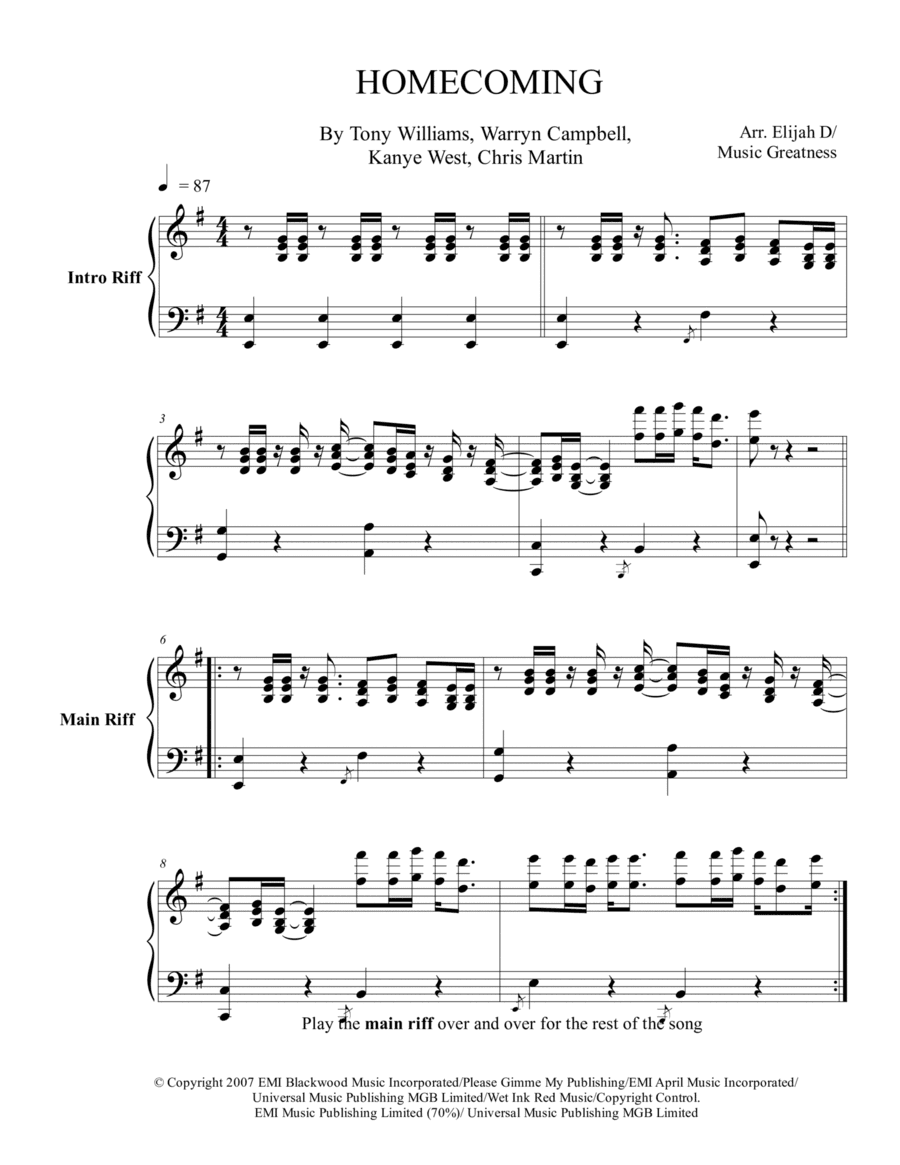 Homecoming (arr. Music Greatness)