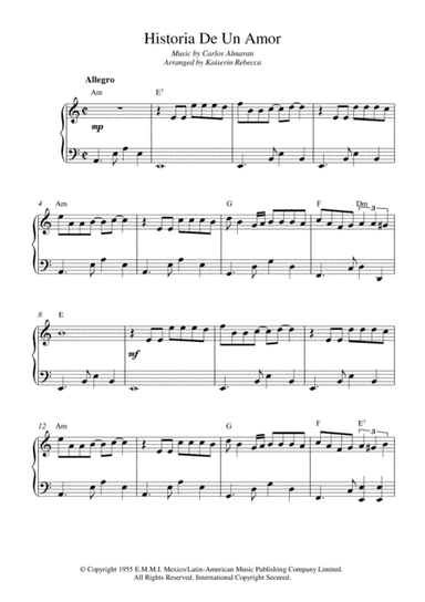 Historia De Un Amor (arr. Kaiserin Rebecca)