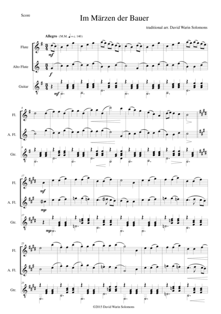 Im Märzen der Bauer (In springtime the farmer) for flute, alto flute and guitar (arr. David Warin Solomons)