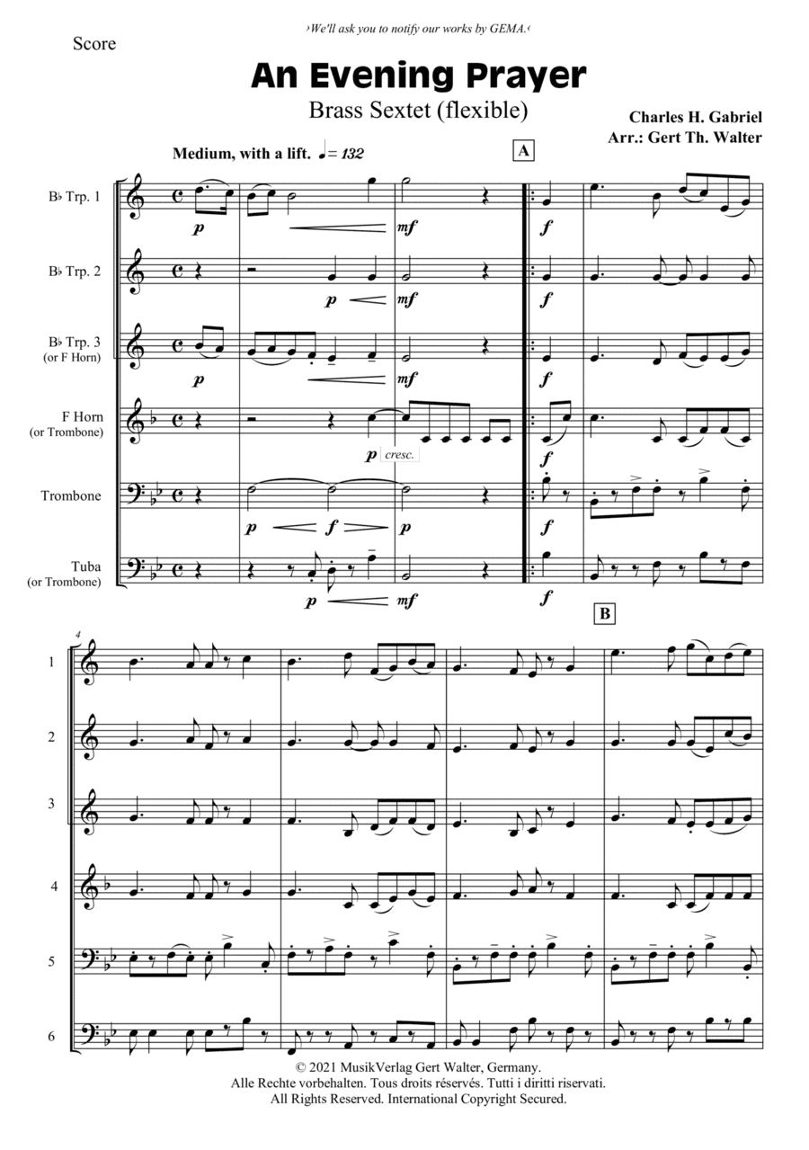An Evening Prayer (arr. Gert Th. Walter)