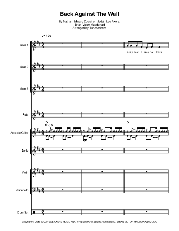 Back Against The Wall (arr. Tunescribers)