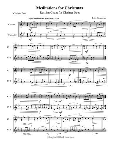Meditations for Christmas, Russian Chant for Clarinet Duet (arr. John Gibson)