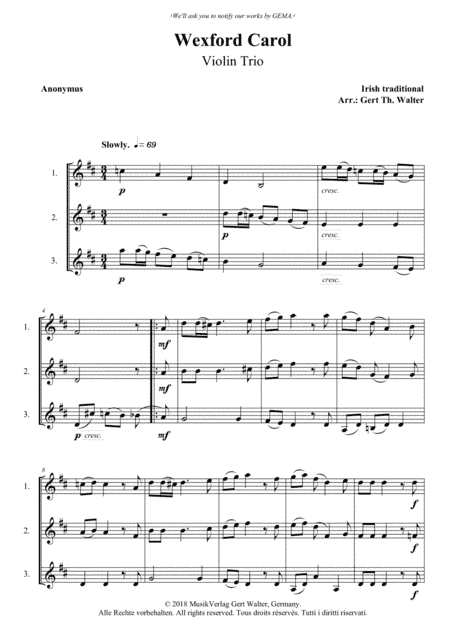Wexford Carol (arr. Gert Th. Walter)