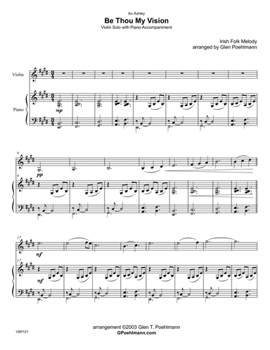 BE THOU MY VISION - VIOLIN SOLO with Piano Accompaniment (arr. Glen Poehlmann)