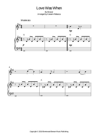 Love Was When (arr. Kaiserin Rebecca)