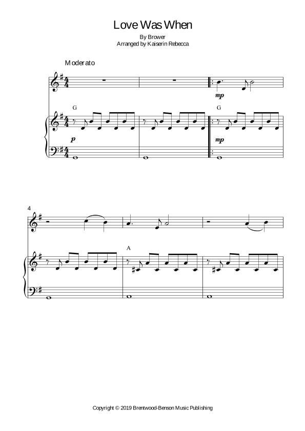 Love Was When (arr. Kaiserin Rebecca)