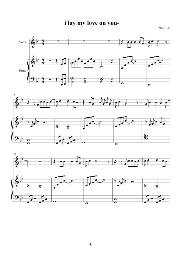 I Lay My Love On You (arr. Westlife)