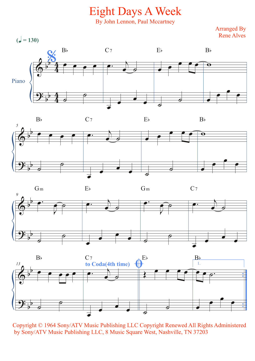 Eight Days A Week (arr. Rene Alves)