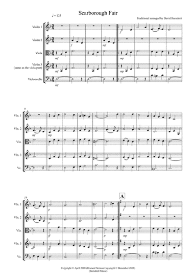 Scarborough Fair for String Quartet (arr. David Burndrett)