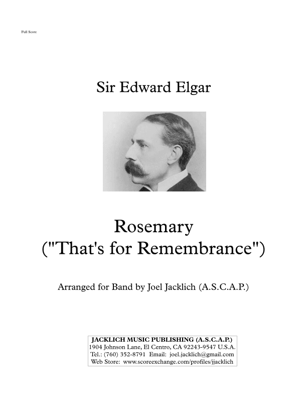 Rosemary - "That's for remembrance...." (arr. Joel Jacklich (A.S.C.A.P.))