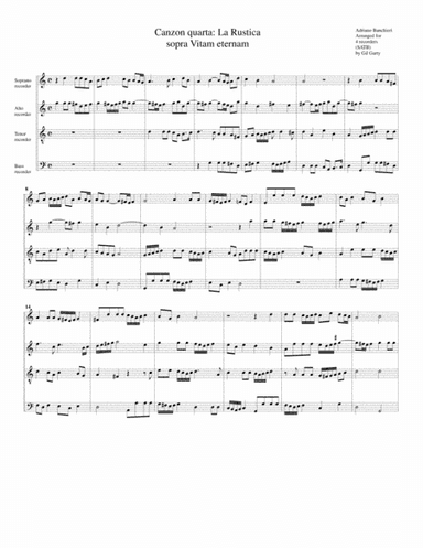 Canzon no.4 a4 (1596) (arrangement for 4 recorders) (arr. Gil Garty)