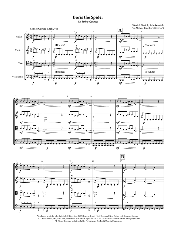 Boris The Spider (arr. Michael Todd Kovell)