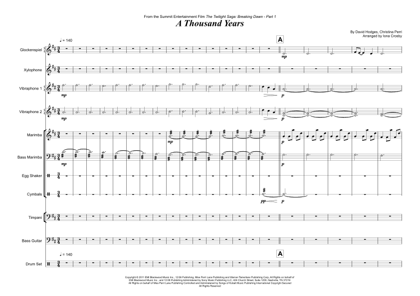 A Thousand Years (arr. Iona Crosby)