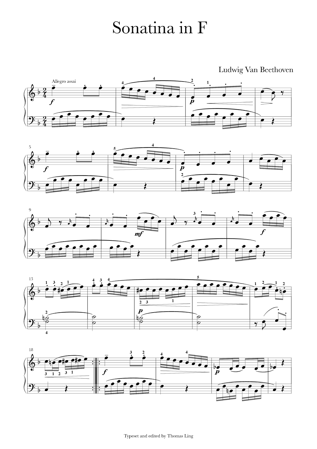Sonatina in F major (arr. T. Ling)