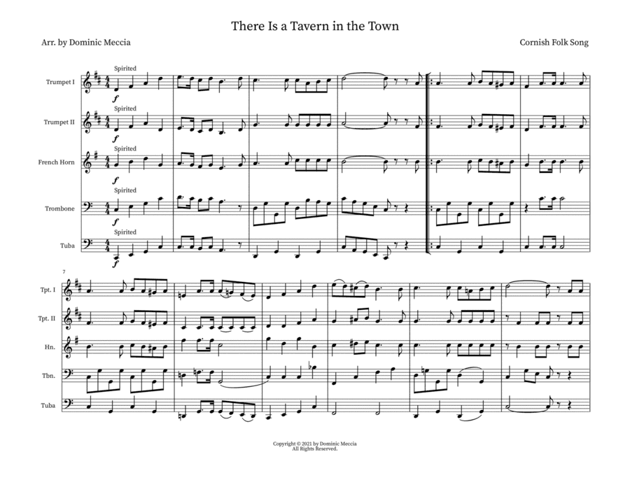 There Is a Tavern in the Town (arr. Dominic Meccia)