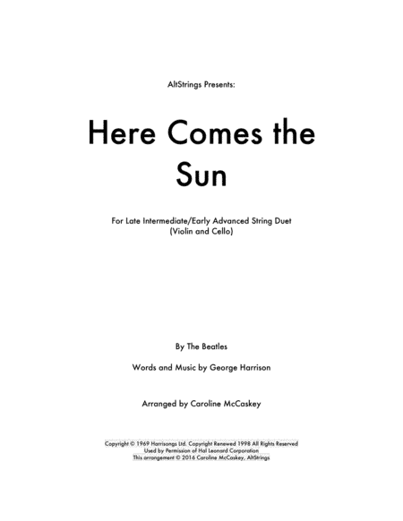 Here Comes The Sun (arr. Caroline McCaskey)