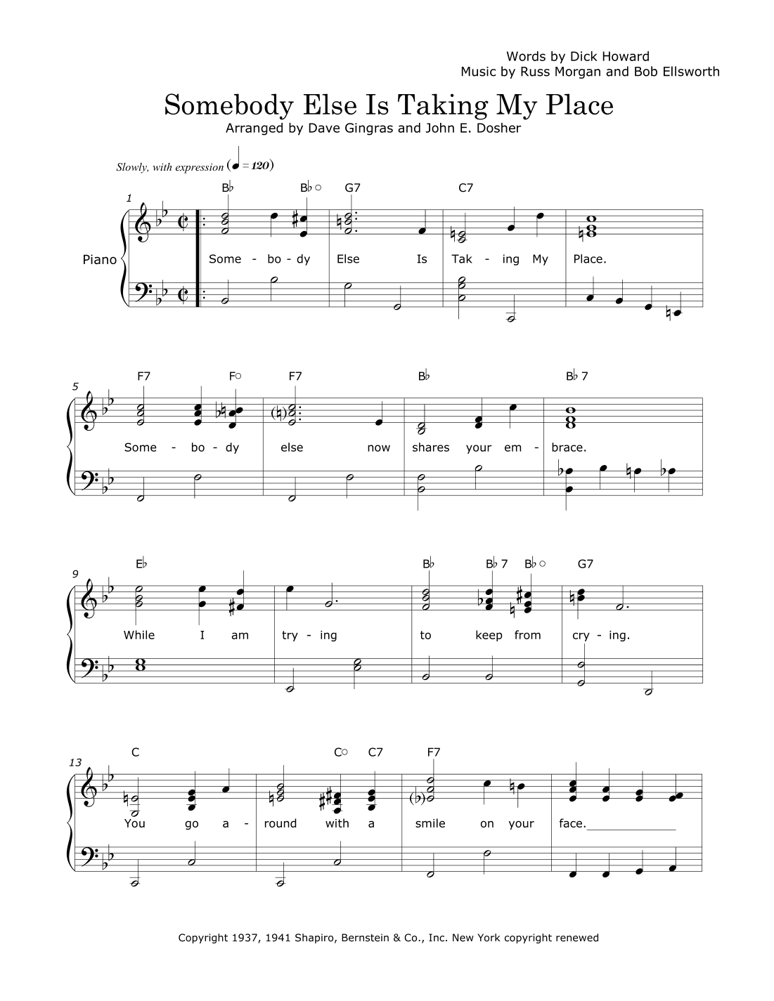 Somebody Else Is Taking My Place (arr. Dave Gingras and John E. Dosher)