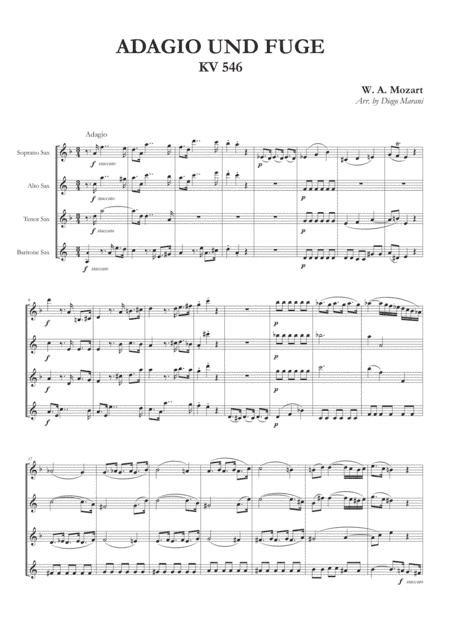 Adagio and Fugue Kv 546 for Saxophone Quartet (arr. Diego Marani)