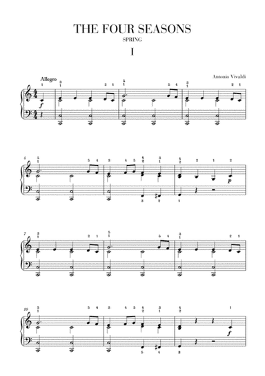 VIVALDI: The Four Seasons - Spring - 1st mov. - Intermediate Piano (arr. Cadenza Editions)