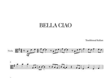 Bella Ciao for Viola Solo (arr. Cadenza Editions)