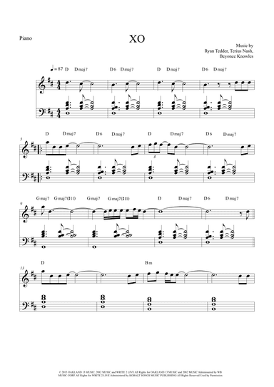 Xo (arr. The Sheet Music Library)