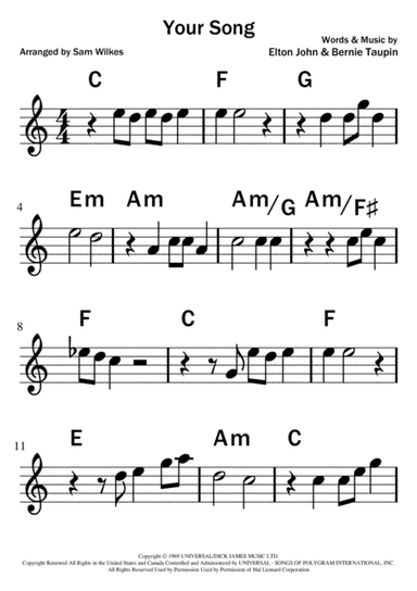 Your Song (arr. Samantha Wilkes)