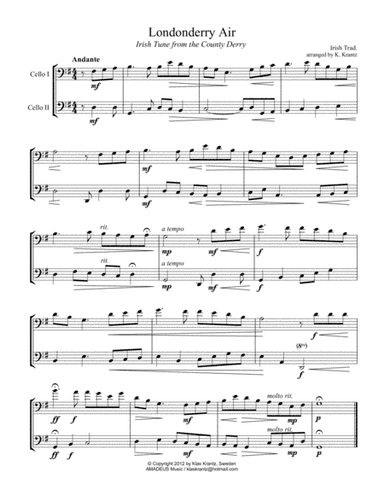 Londonderry Air for cello duet (arr. K. Krantz)