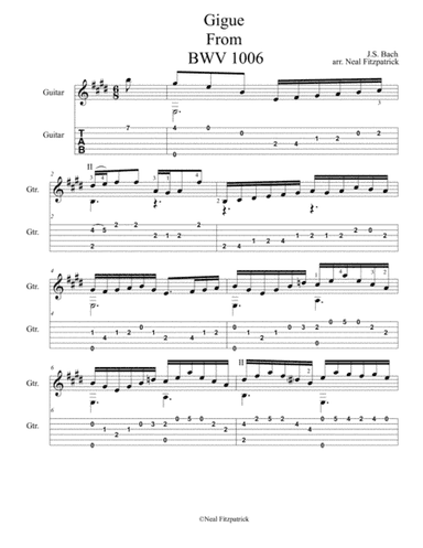Gigue From BWV 1006-Partita No.3 For Guitar (arr. Neal Fitzpatrick)