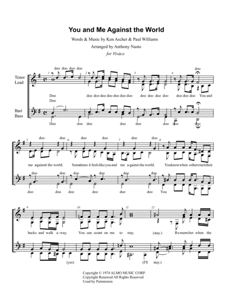 You And Me Against The World (arr. Anthony Nasto)
