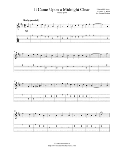 It Came Upon a Midnight Clear (It Came Upon the Midnight Clear) - for easy guitar with TAB (arr. Samuel Stokes)