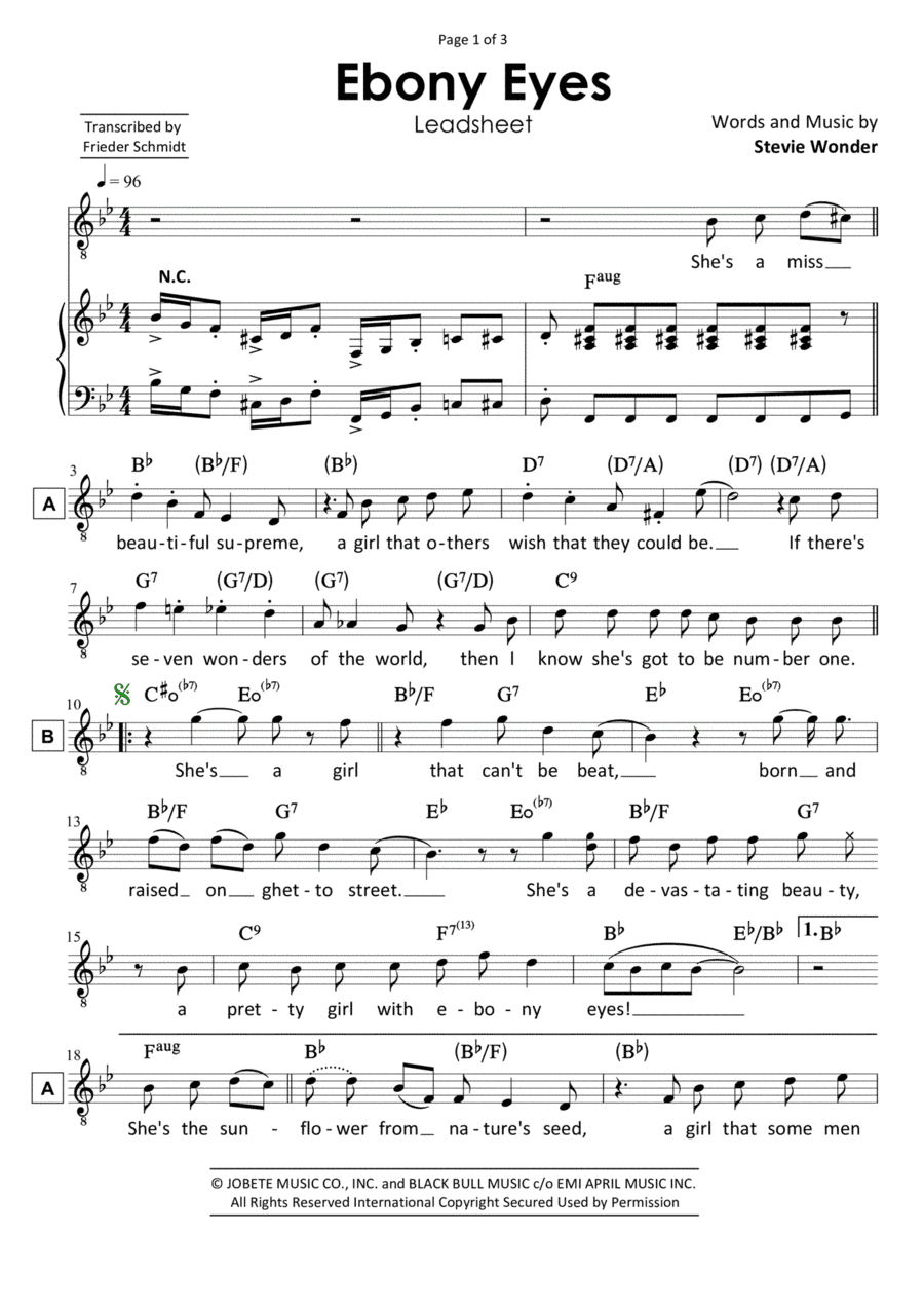Ebony Eyes (arr. Frieder Schmidt)