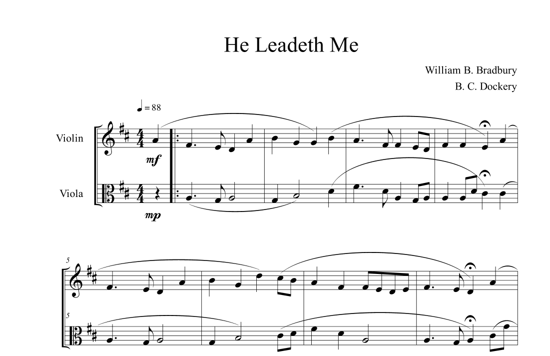 He Leadeth Me (Violin and Viola Duet) (arr. B. C. Dockery)