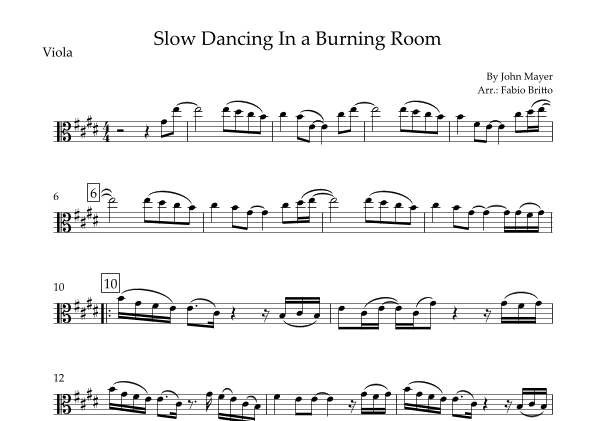 Slow Dancing In A Burning Room (arr. Fabio Britto)
