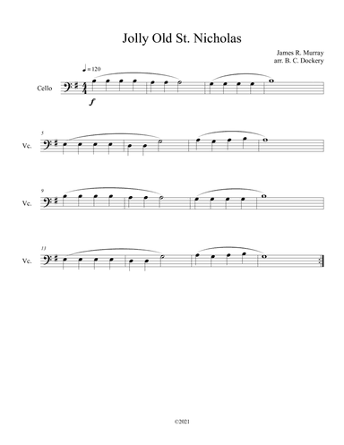 Jolly Old St. Nicholas (Cello Solo) (arr. B. C. Dockery)