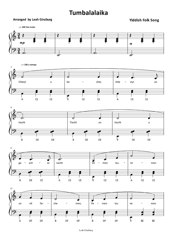 Tumbalalaika (arr. Leah Ginzburg)