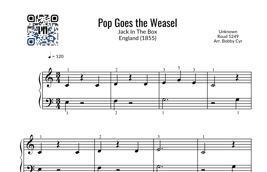 Pop Goes the Weasel | Jack In The Box (Easy Piano) (arr. Bobby Cyr - Piano Notion)