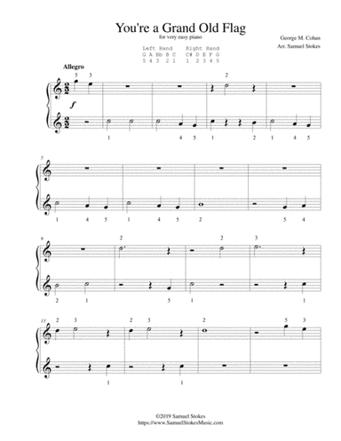 You're a Grand Old Flag - for very easy piano (arr. Samuel Stokes)