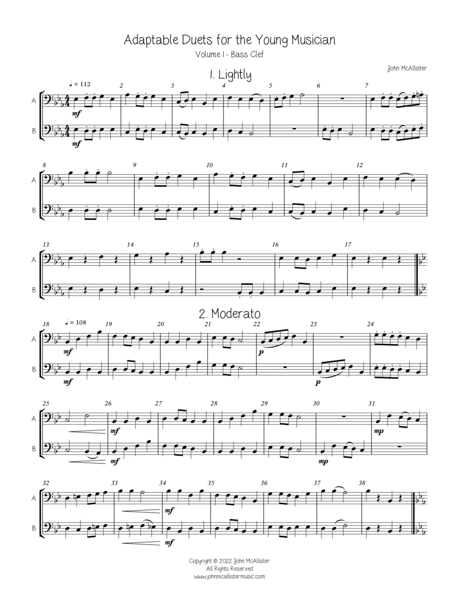 Adaptable Duets for the Young Band Musician Volume One - Bass Clef