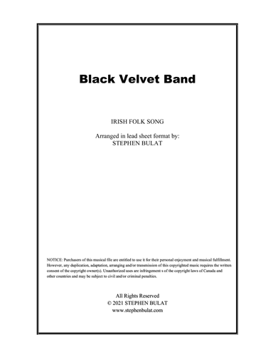 Black Velvet Band (Irish Folk Song) - Lead sheet (key of E) (arr. Stephen Bulat)