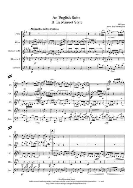 Parry: An English Suite II. In Minuet Style - wind quintet (arr. Ray Thompson)