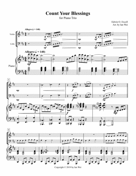 Count Your Blessings for Piano Trio (arr. Ian Wei)