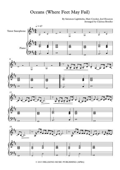 Oceans (where Feet May Fail) (arr. Clarissa Botelho)