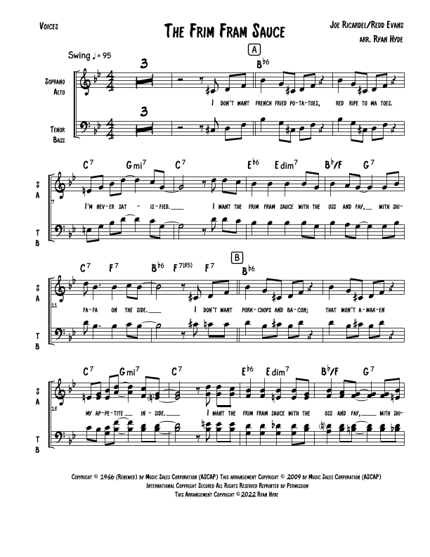 The Frim Fram Sauce (arr. Ryan Hyde)