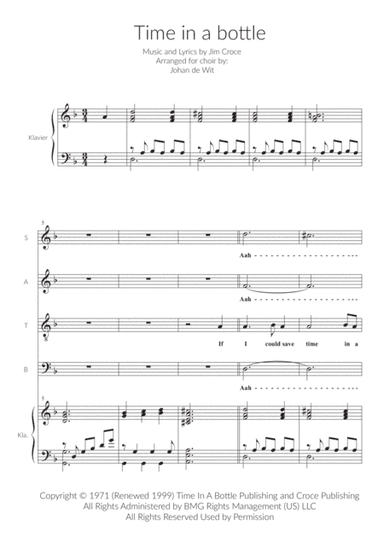 Time In A Bottle (arr. Johan de Wit)