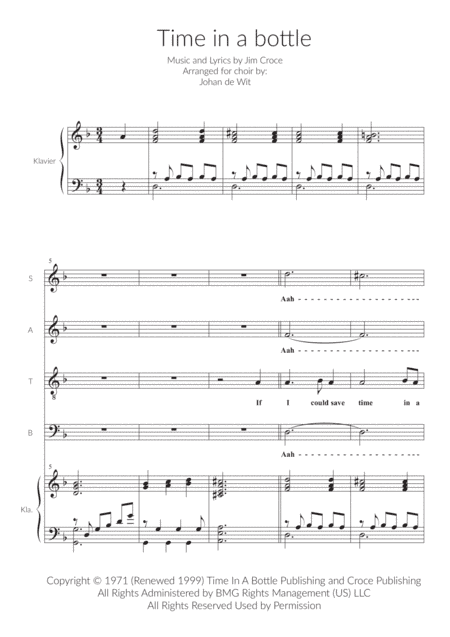 Time In A Bottle (arr. Johan de Wit)