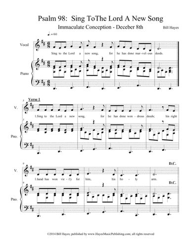 Psalm 98: Sing To The Lord A New Song (piano/vocal)