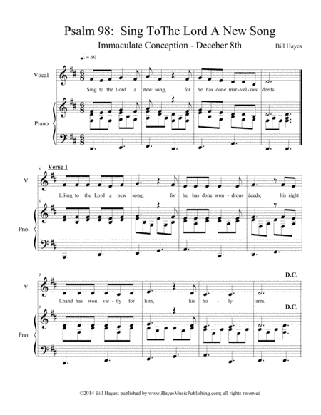 Psalm 98: Sing To The Lord A New Song (piano/vocal)