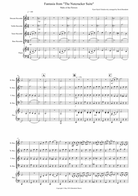 Waltz of the Flowers (Fantasia from Nutcracker) for Recorder Quartet (arr. David Burndrett)