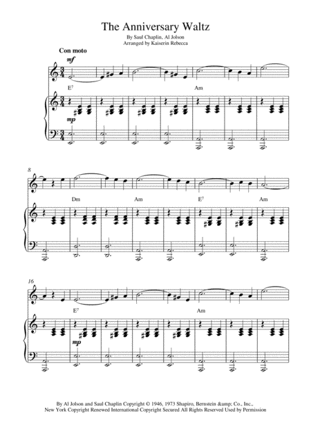 The Anniversary Waltz (arr. Kaiserin Rebecca)