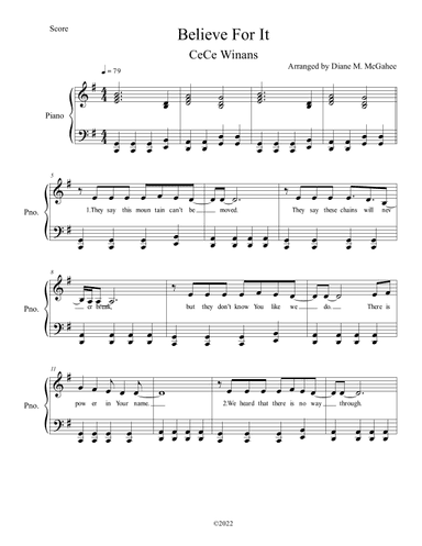 Believe For It (arr. Diane M. McGahee)